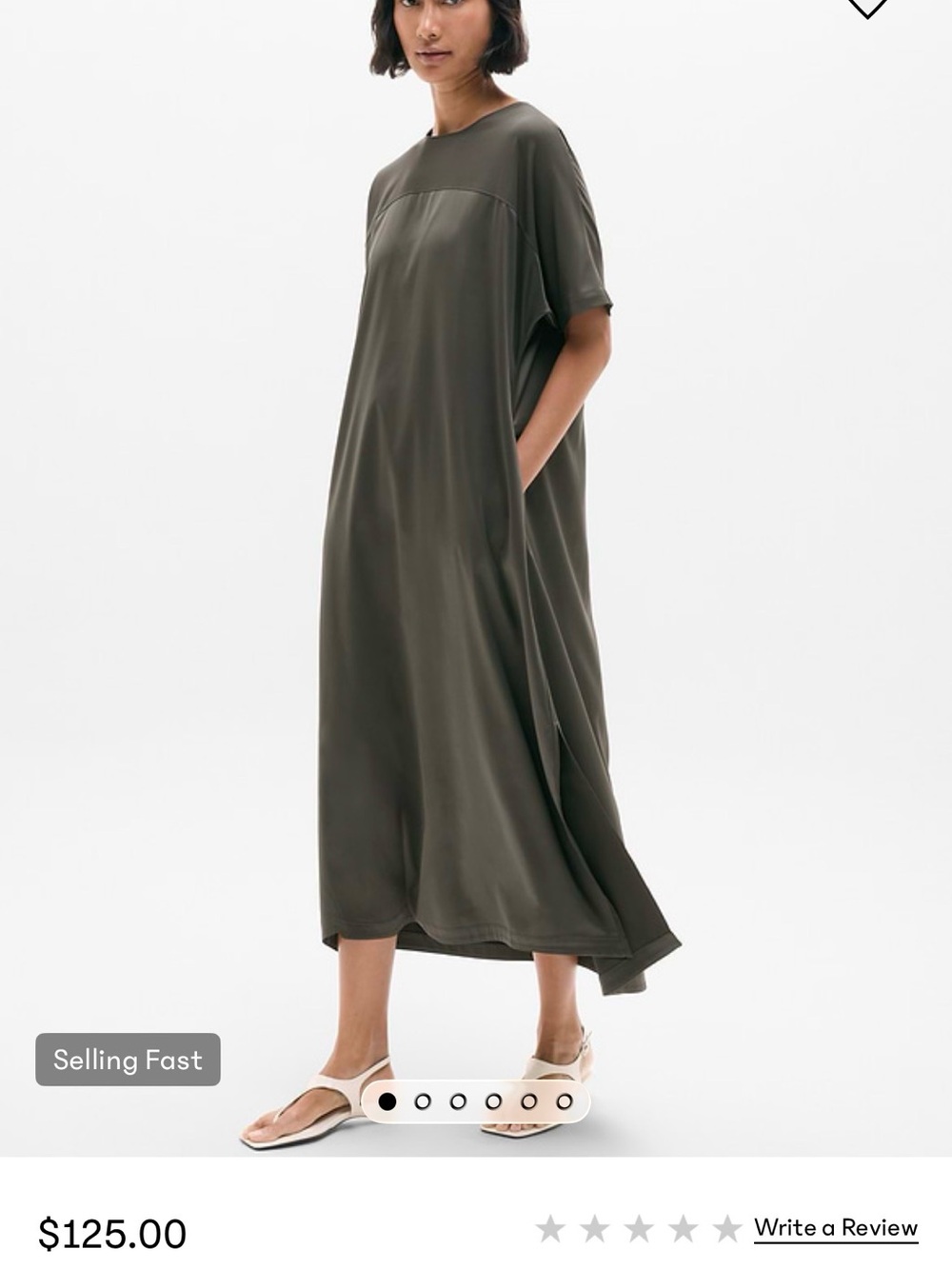 Athleta Olive Relaxed Satin Maxi Dress